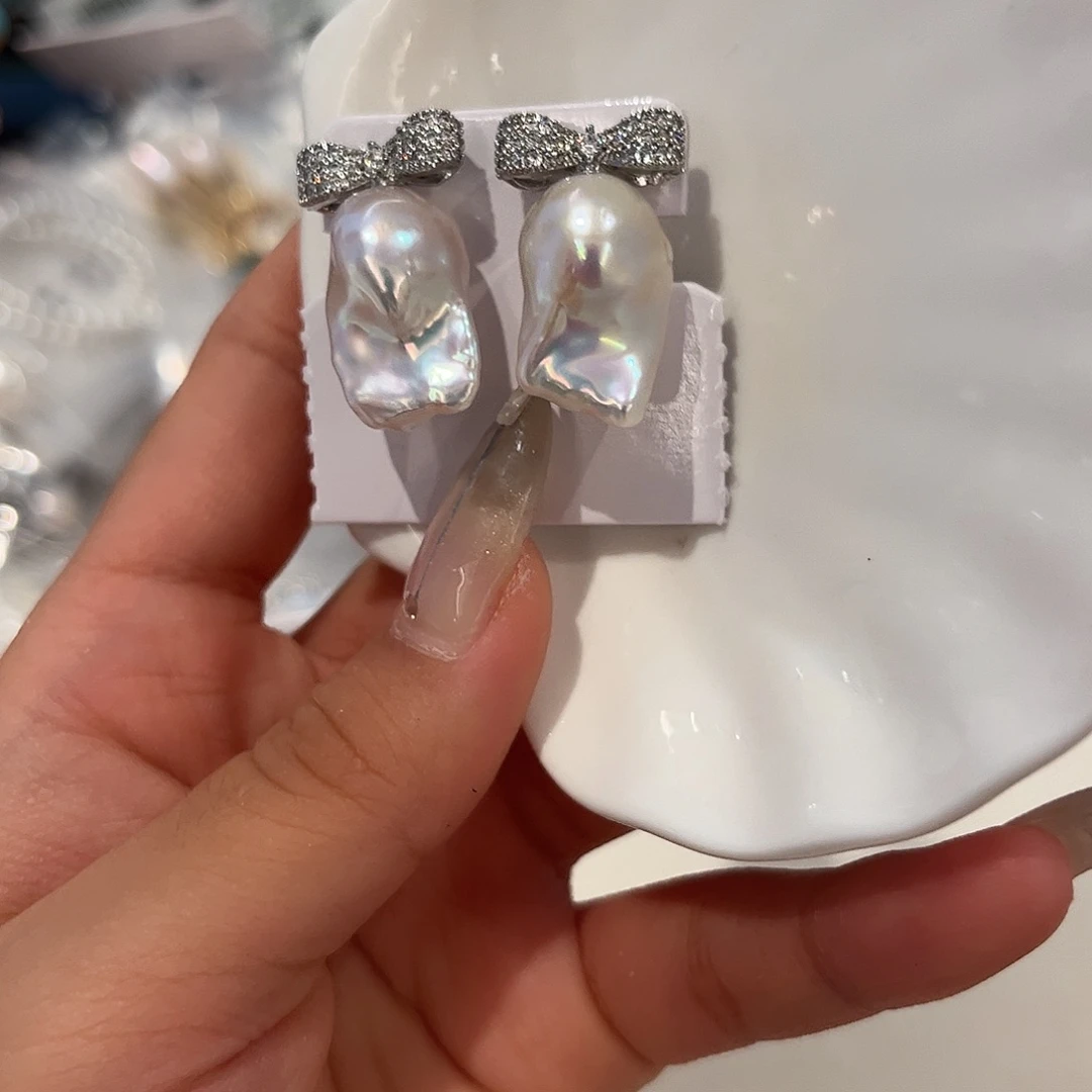 合金淡水珍珠耳饰
