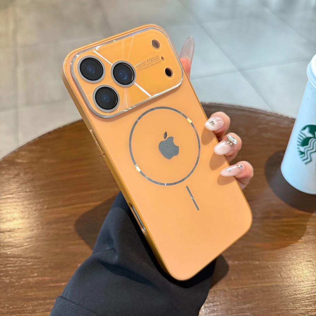 超薄苹果17promax橙色手机壳秒变17适用iPhone16全包15女14大视窗