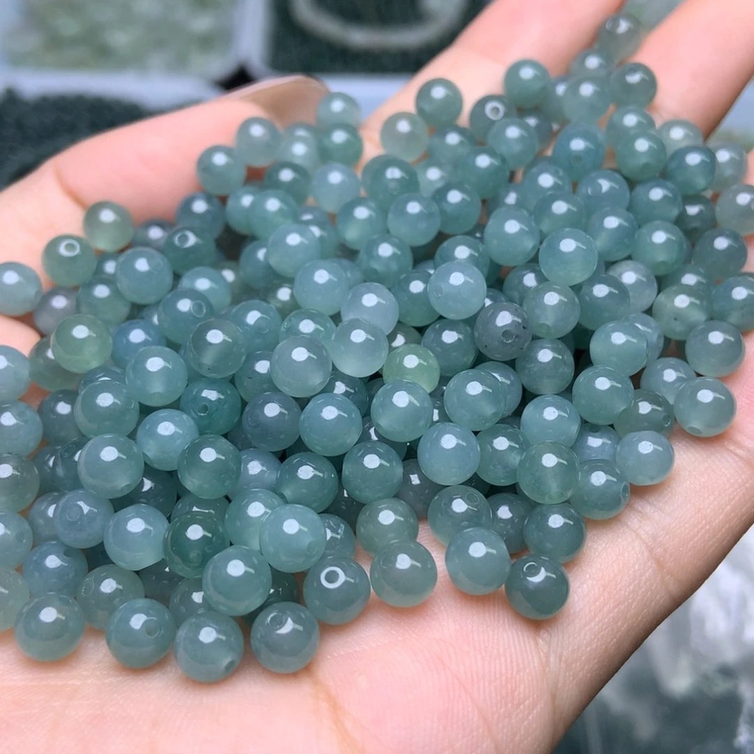 未镶嵌手链翡翠卡5.7冰透蓝水33个单圈