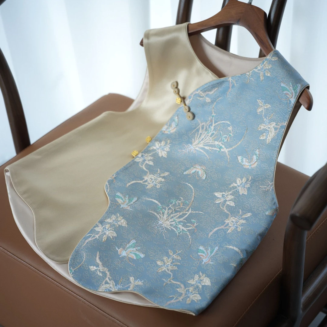 『清露』新中式桑蚕丝国风宽松气质马甲DHSQ4310