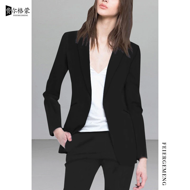 高级感通勤风职业装套装西服短款女无扣新款春秋小西装小个子外套