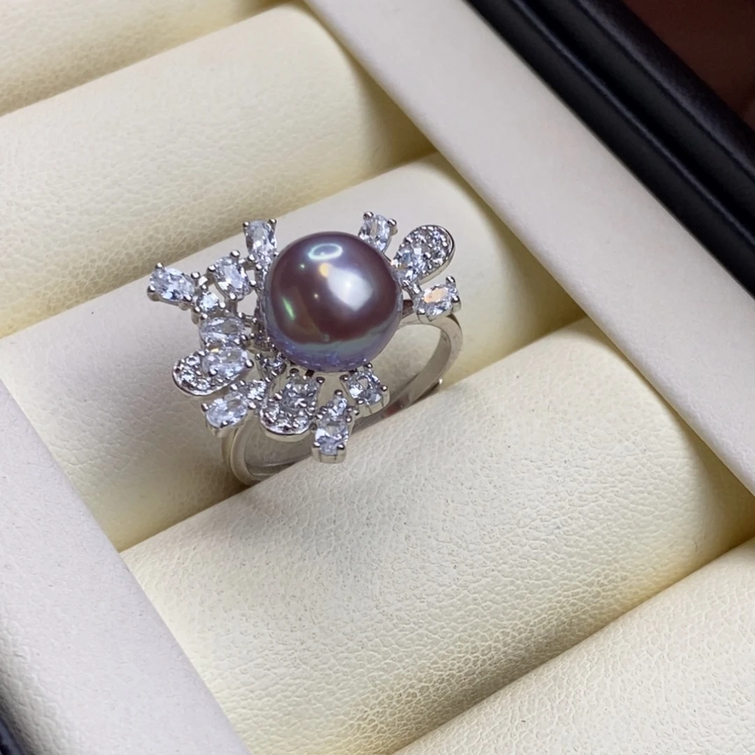 银S925镶嵌戒指淡水珍珠