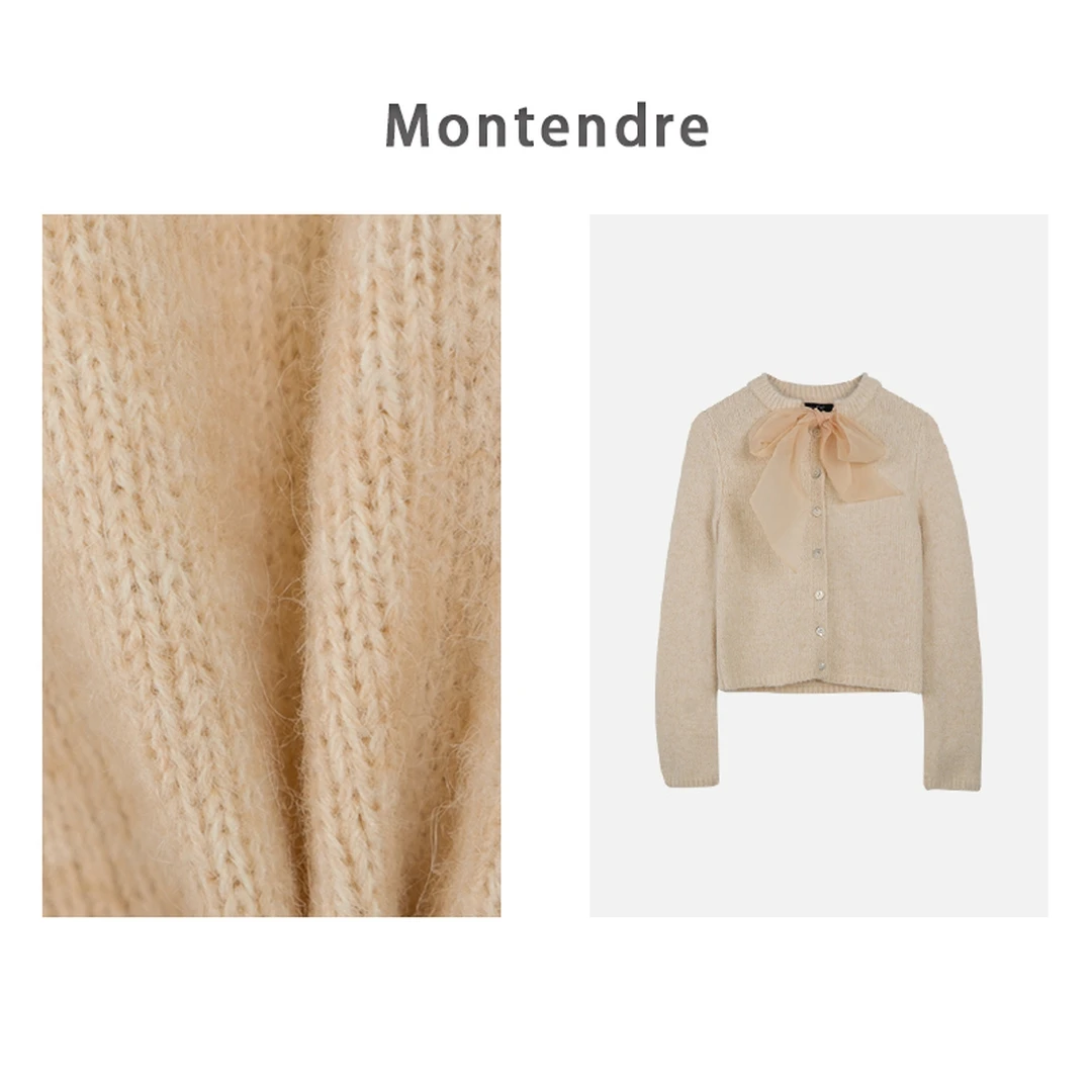 【MonTendre】秋季新款 F 休闲百搭毛针织衫丝巾上衣设计师长袖开衫