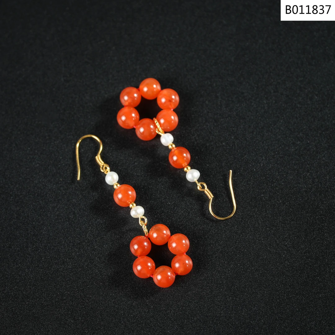 【老掌柜】冰红/南红耳环/  B011837