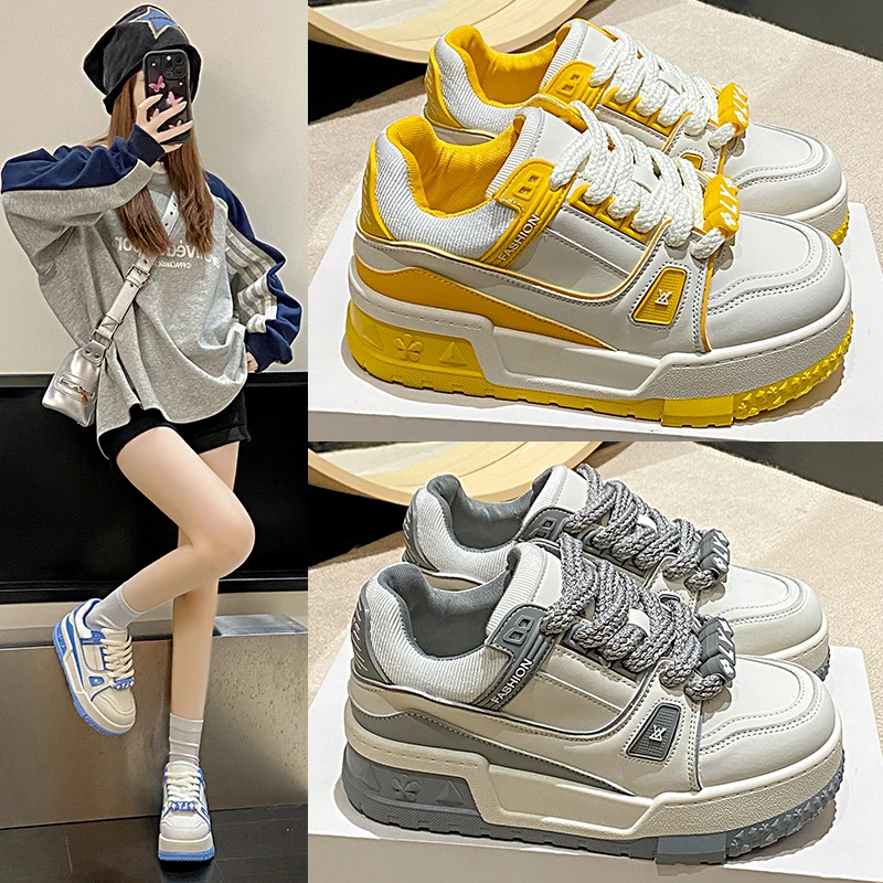 潮牌休闲鞋女2025年新款春季百搭休闲运动鞋平底防滑