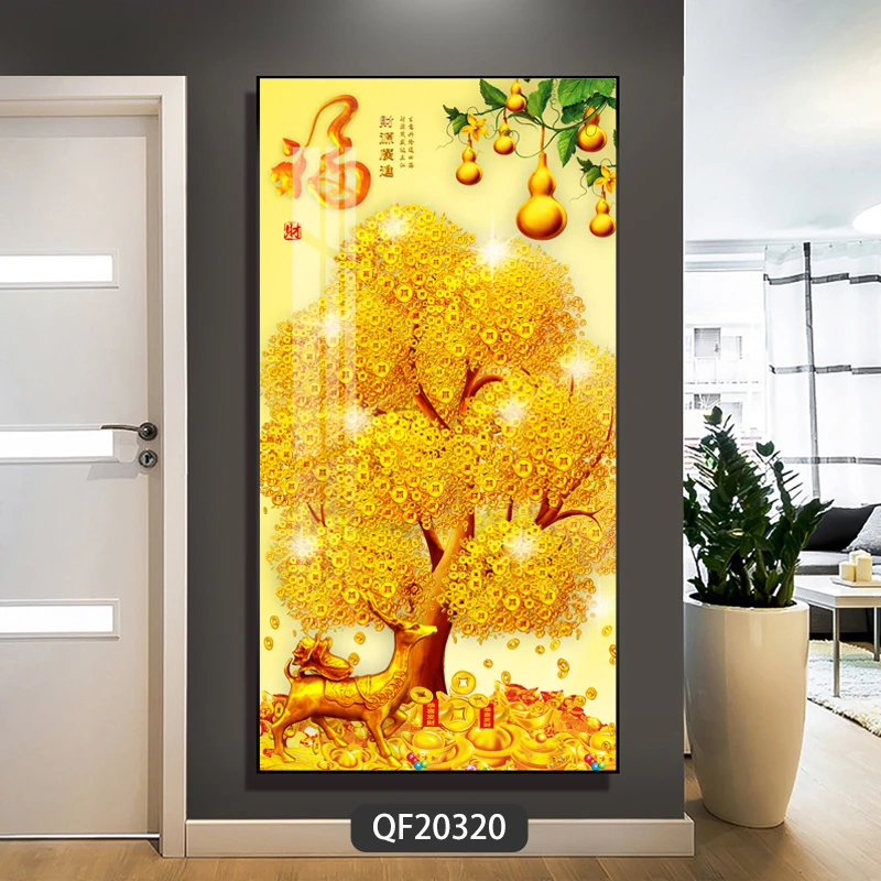 2025新款玄关装饰画发财树现代轻奢走廊过道挂画寓意好招财进宝