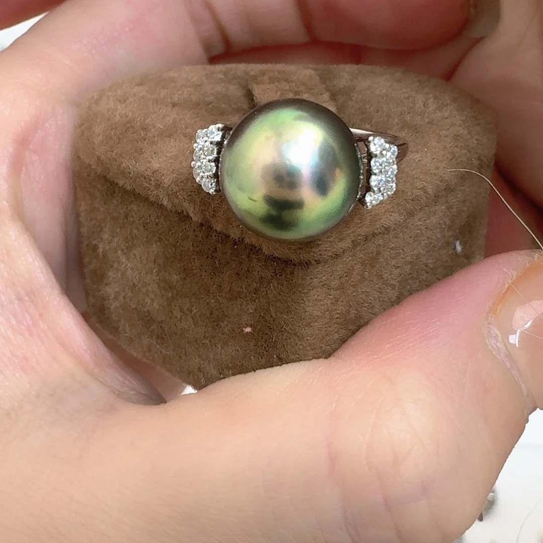 海水珍珠戒指18K金镶嵌