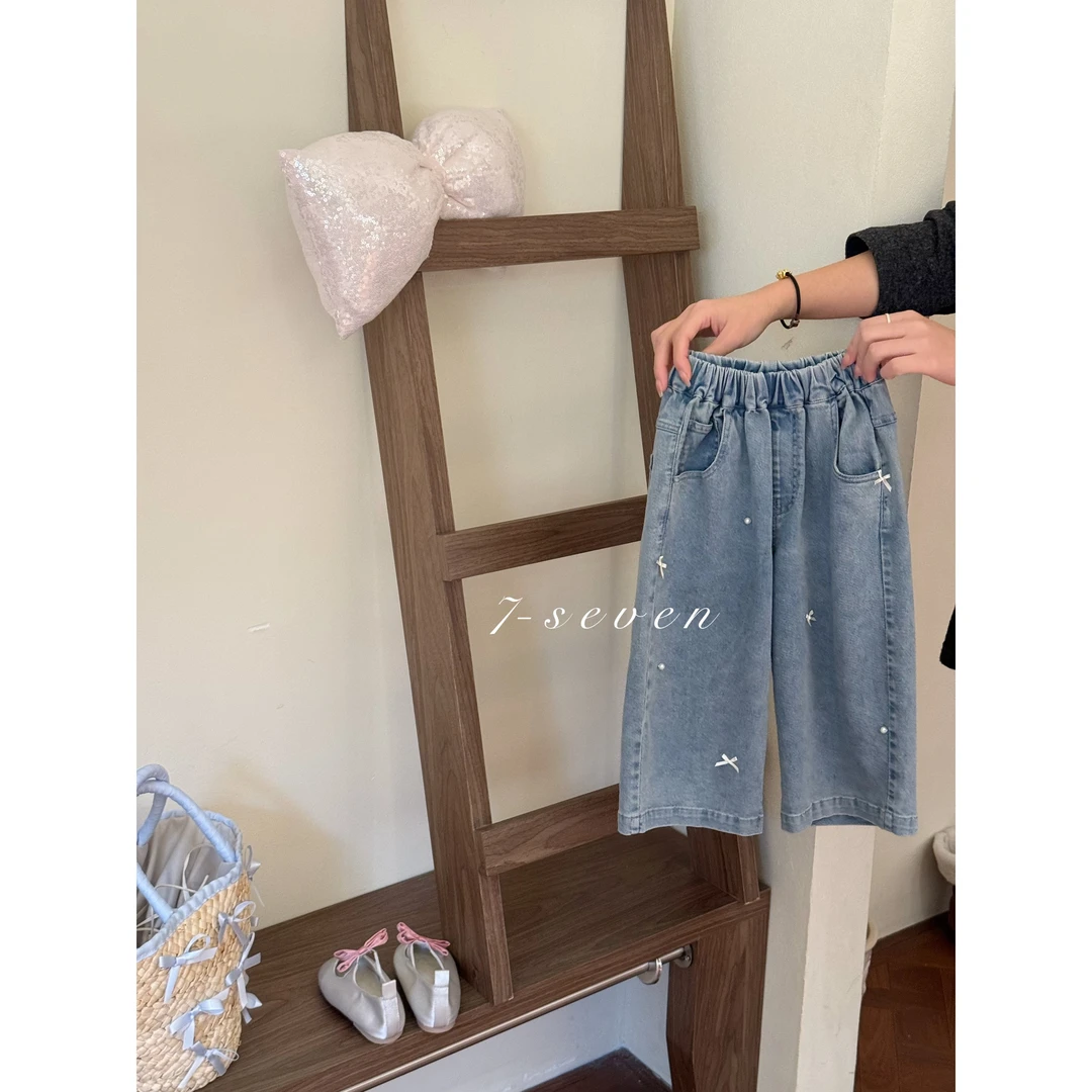 7Seven·25春~珍珠蝴蝶结牛仔裤8830（汉服裤子）