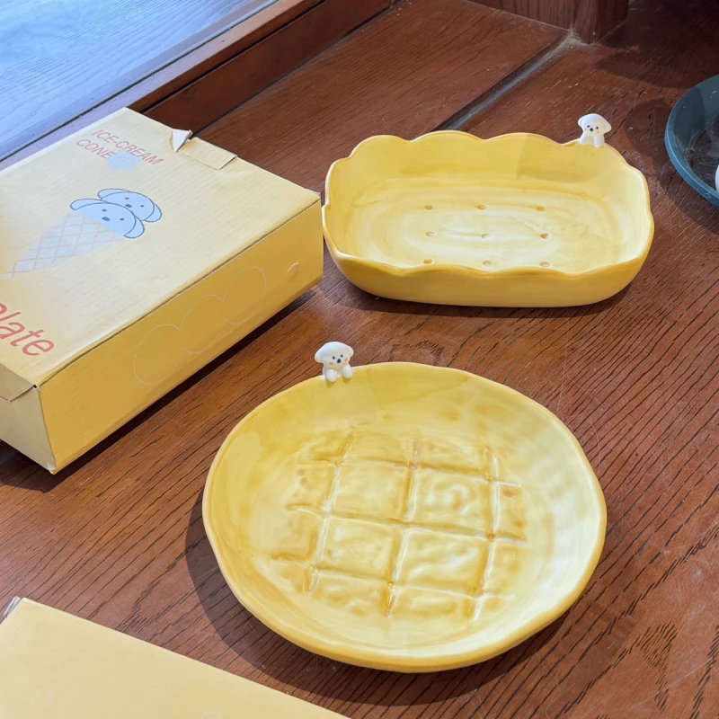 大美陶瓷 | ins风菠萝包饼干甜品盘碗家用高颜值创意冰淇淋水果沙