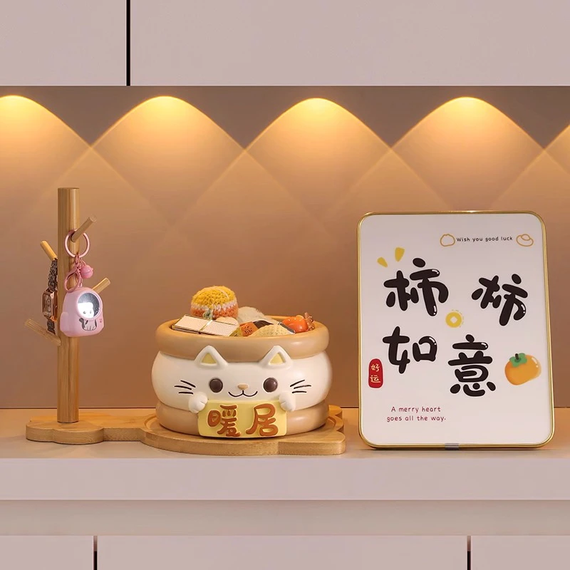 暖居招财猫钥匙收纳玄关摆件家居客厅桌面遥控器收纳装饰乔迁礼物