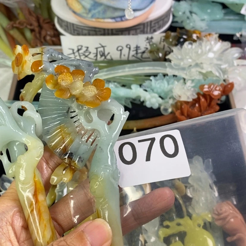 【闪购商品】岫玉发饰未镶嵌锦*