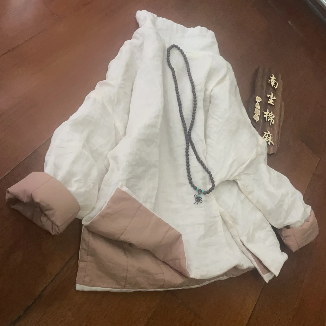 亚亚--【高品质苎麻夹棉双面穿穿堆堆领】柔软舒适休闲百搭苎麻棉衣