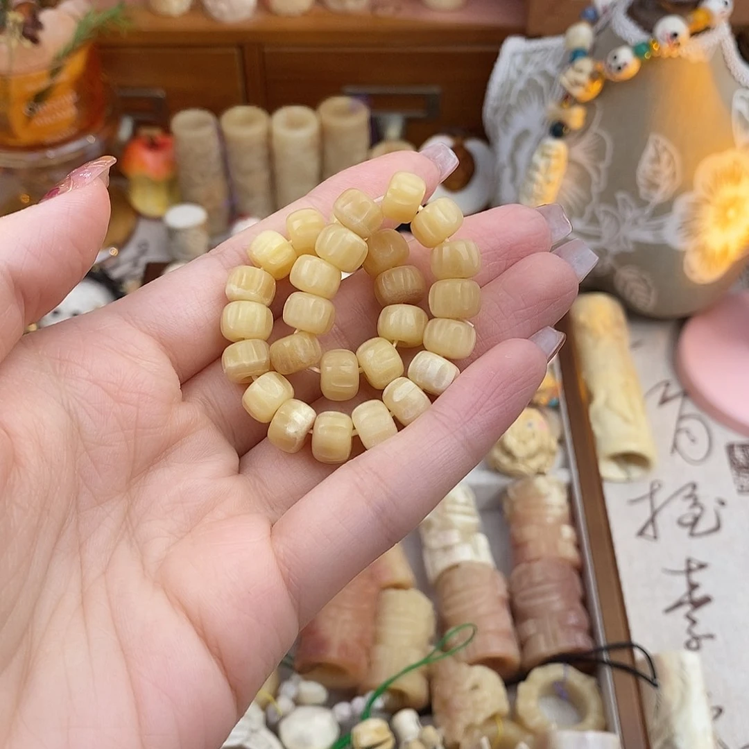 鹿骨手串/手链A****羊M18马骨雕刻的百香籽手串