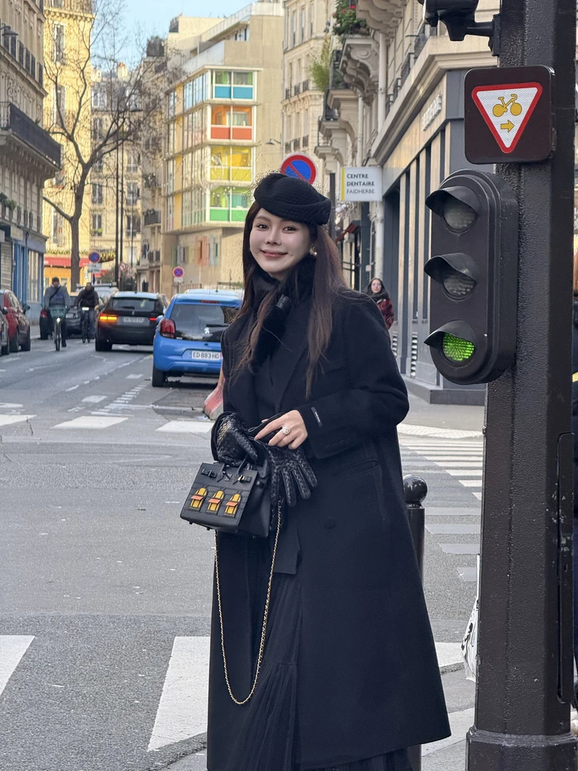 【琥珀流光风】 三角标~轻奢直角肩双面显瘦大衣 25B0775