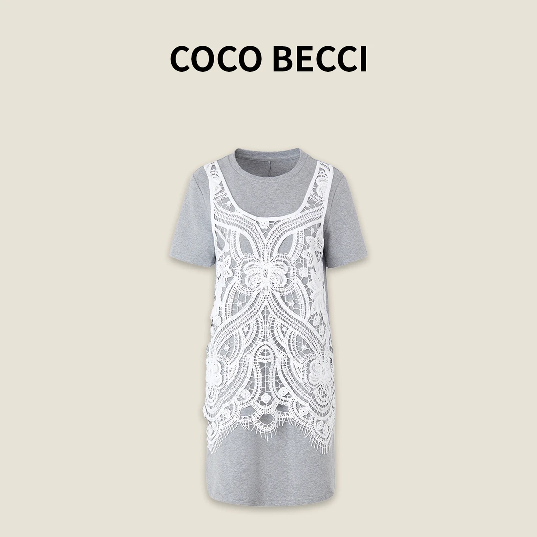 COCO BECCI【去班味】优雅显瘦蕾丝连衣裙女CFXYSU72A0001
