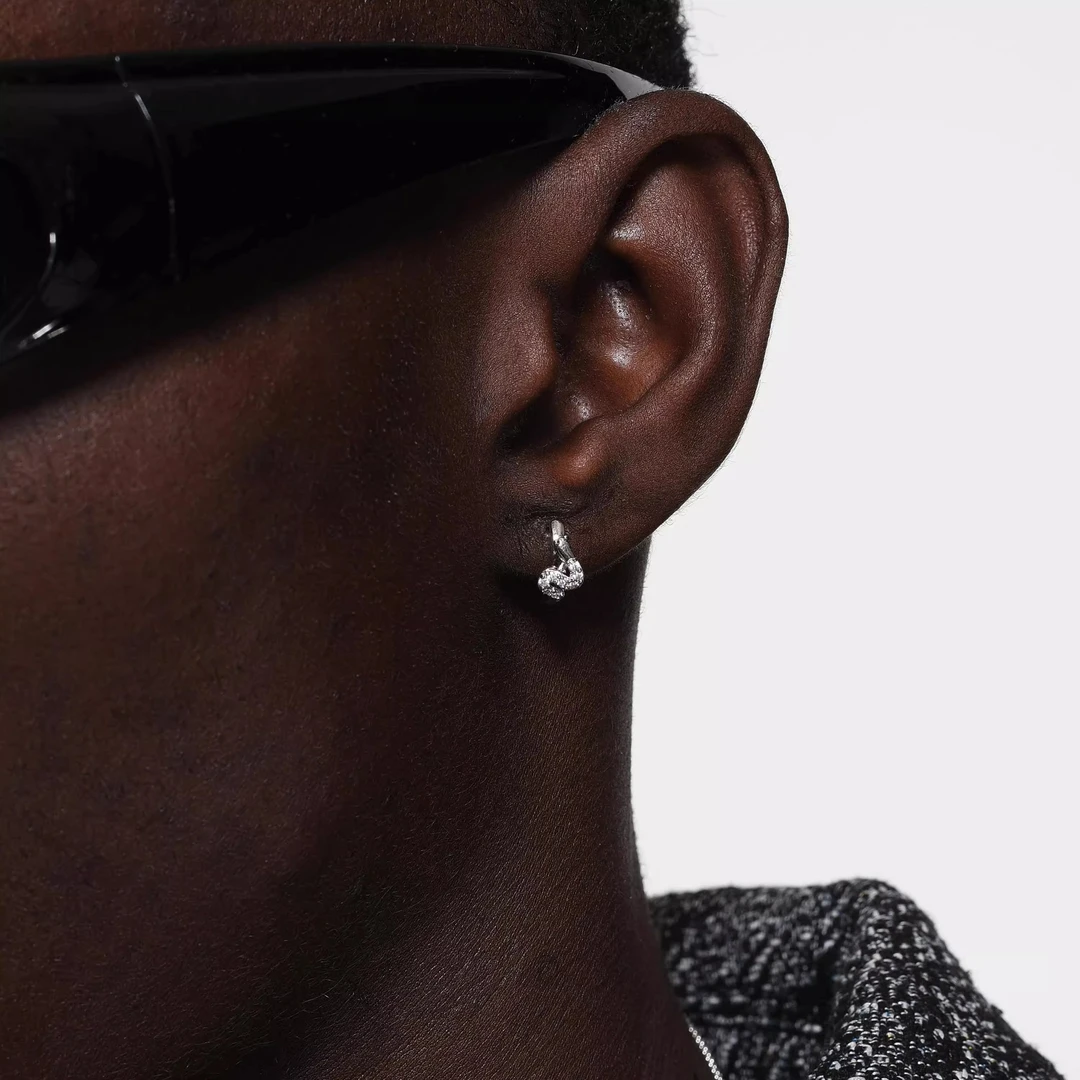 铜合金锆石耳饰 蛇形耳环轻奢高级感男耳钉嘻哈朋克潮流街头耳饰