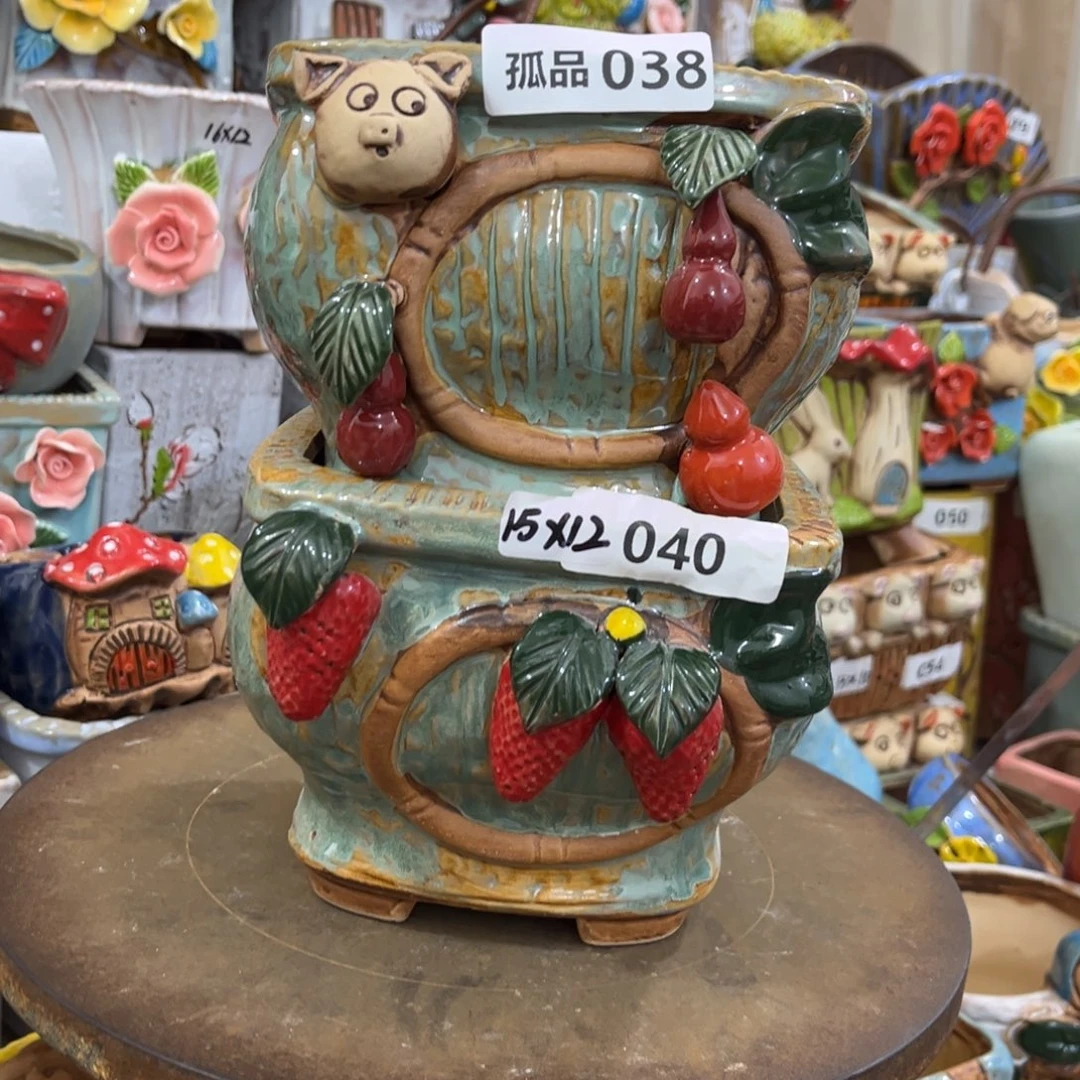 墨***痕粗陶多肉花盆花盆孤品38