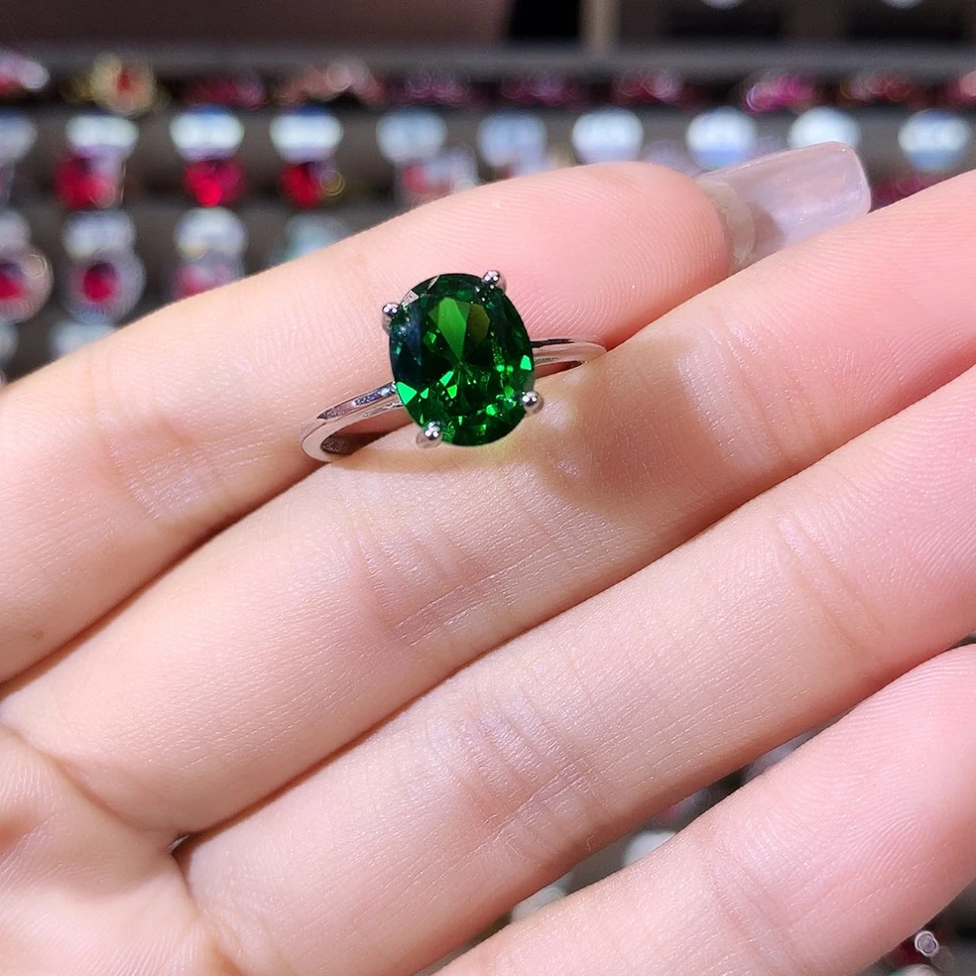 银S925镶嵌戒指碧玺白810