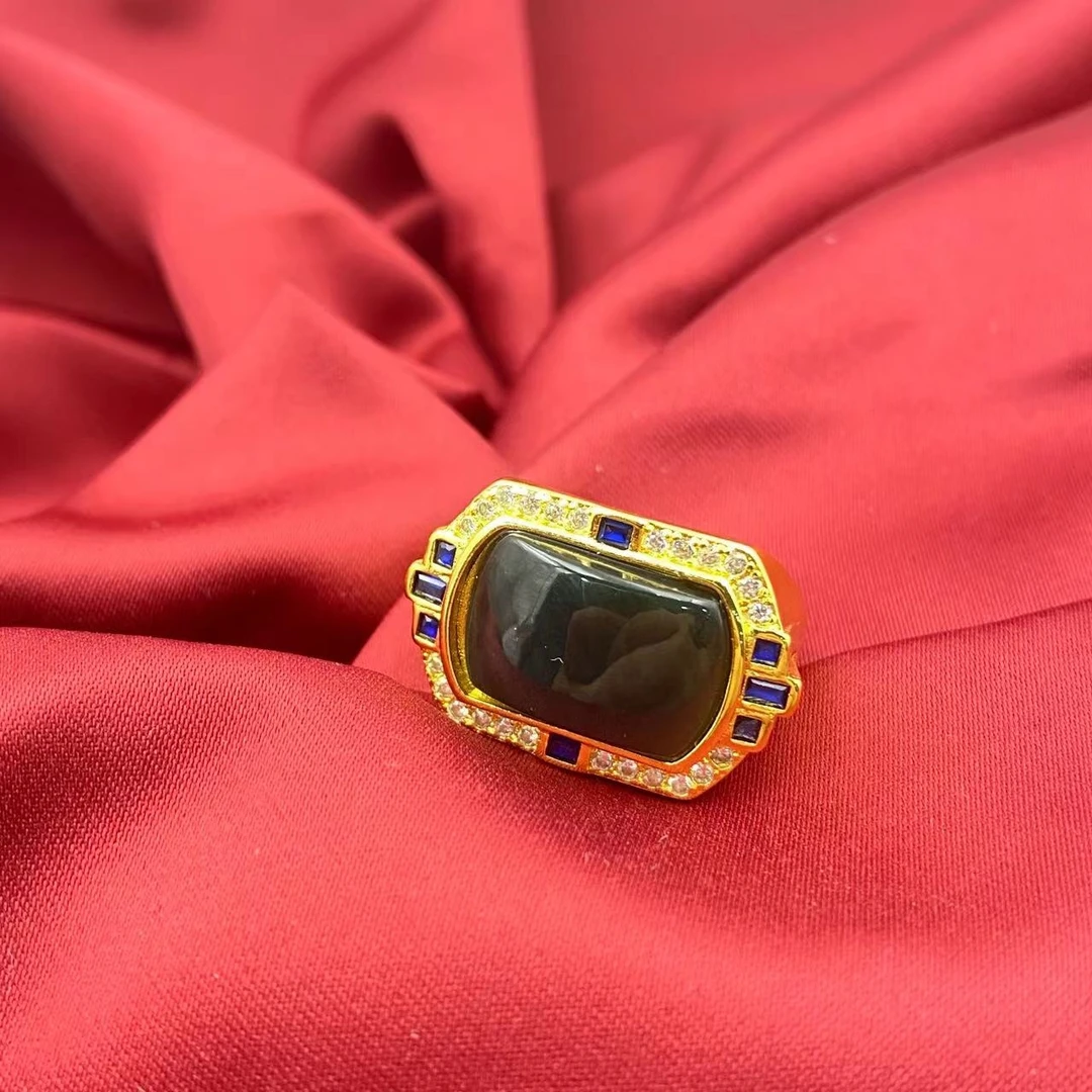 和田玉豪华满钻马鞍戒A76赠包装合金