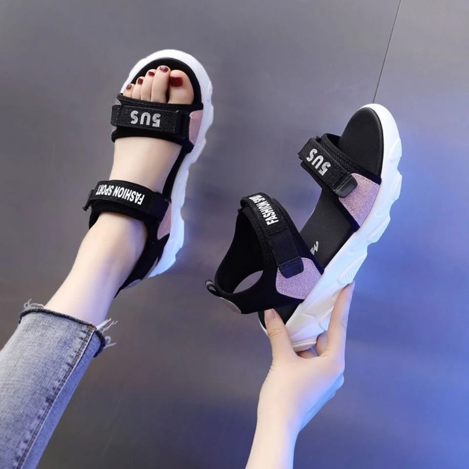 运动凉鞋女2025夏季新款平底防滑时尚百搭软底轻便时尚大码沙滩鞋