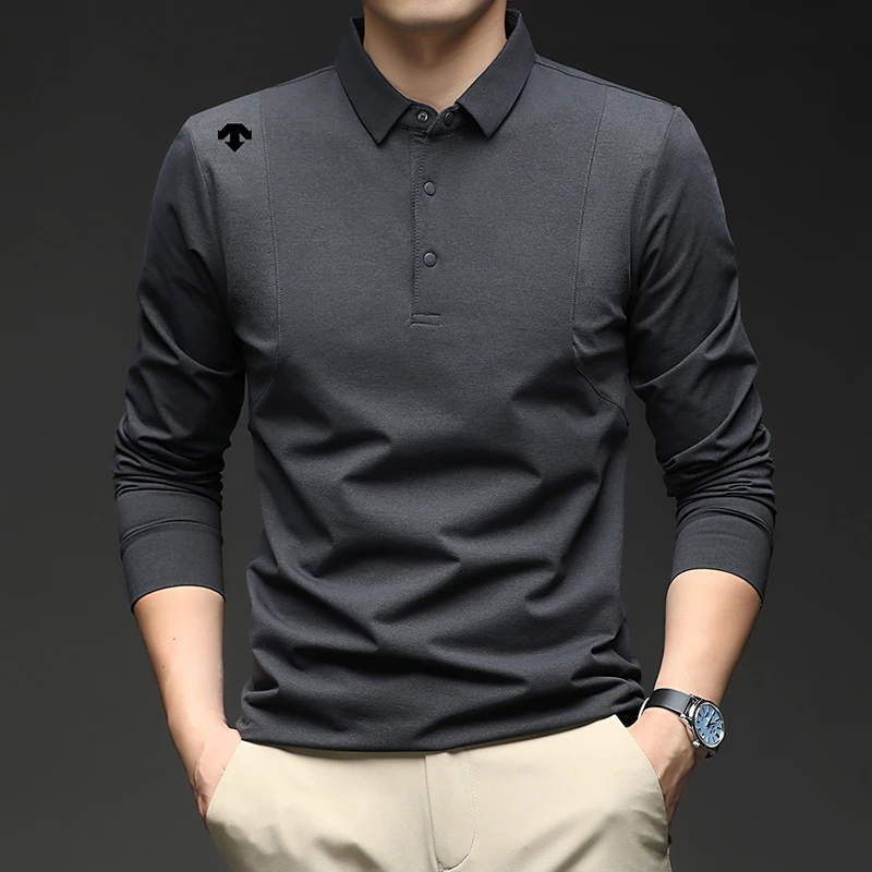 奥莱迪桑家T恤长袖POLO衫男士春秋吸湿速干时尚翻领打底针织衫潮