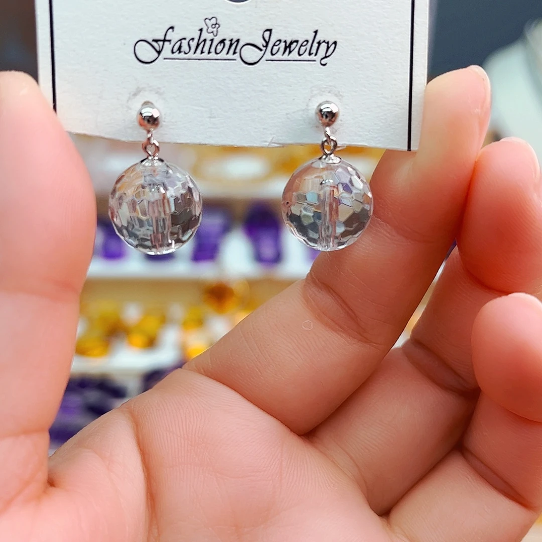 银S925镶嵌水晶耳饰天然