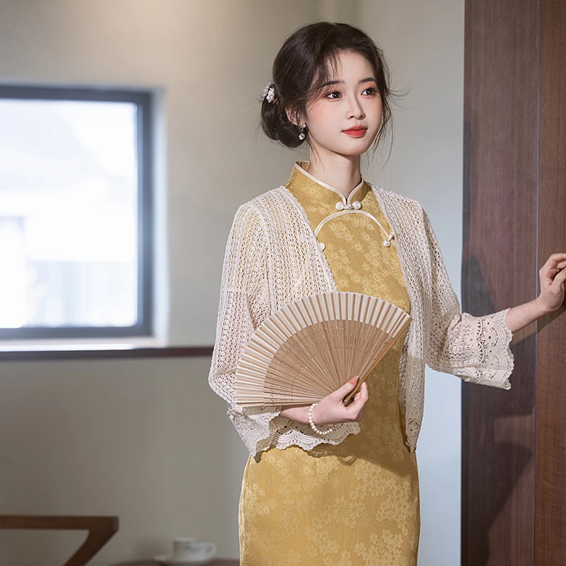 旗袍披肩外搭女夏短款时尚高档针织小外套防晒薄款空调衫斗篷披风