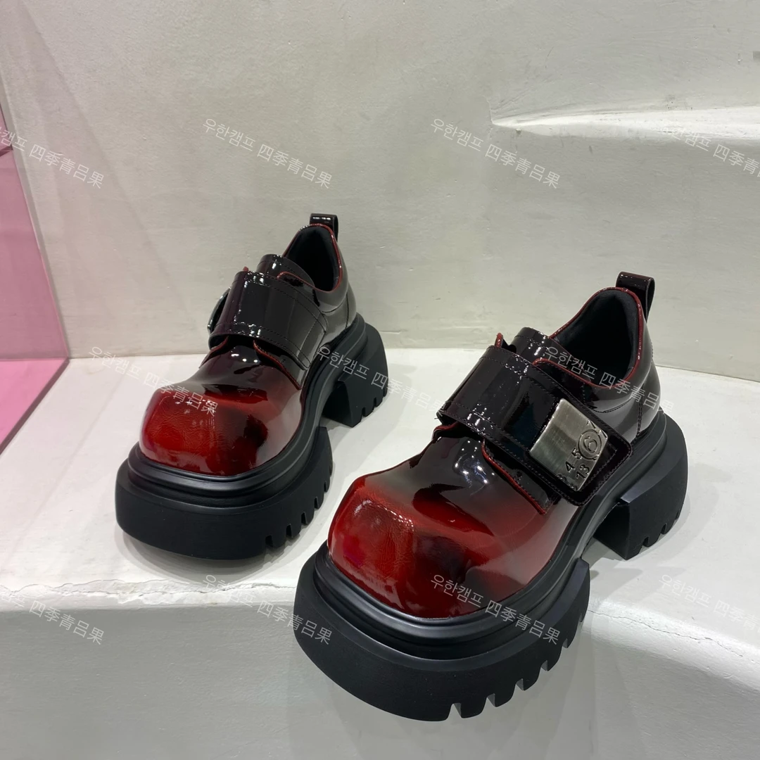 高级感厚底大头真皮乐福鞋新款玛丽珍2025春漆皮软面皮鞋女厚底