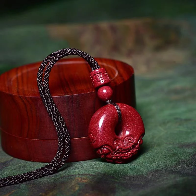 含辰砂工艺品【正品朱砂】貔貅平安扣吊坠男女同款情侣款