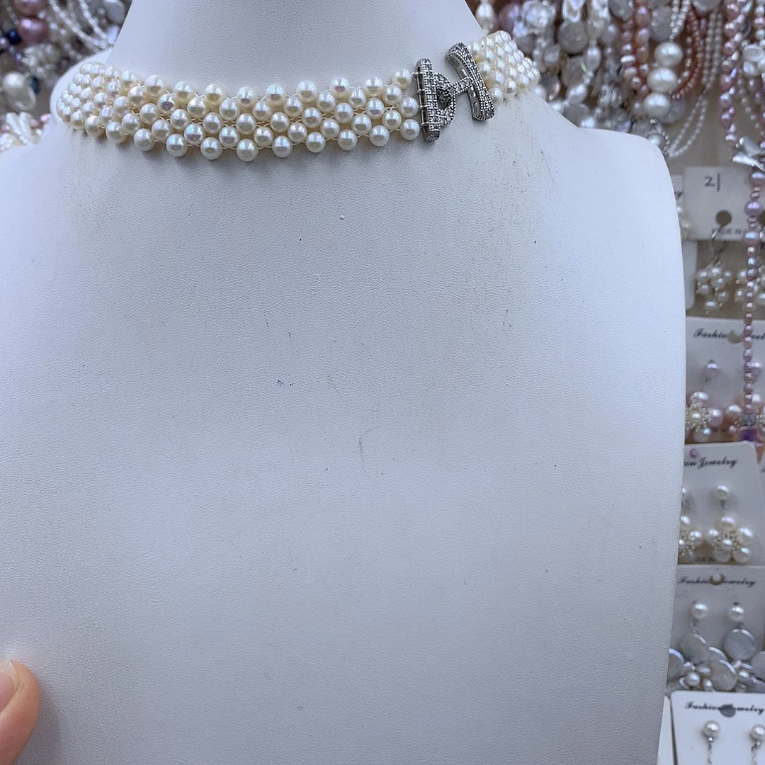 时***流银S925镶嵌项链耳饰淡水珍珠