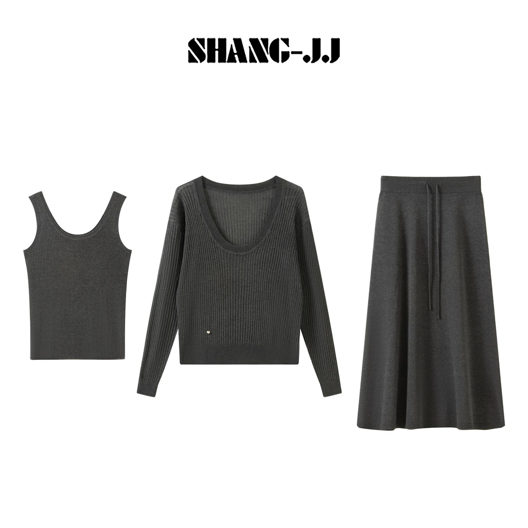 SHANG-JJ【都市套装】25ss新款优雅错落叠穿美感显瘦套装q134130p