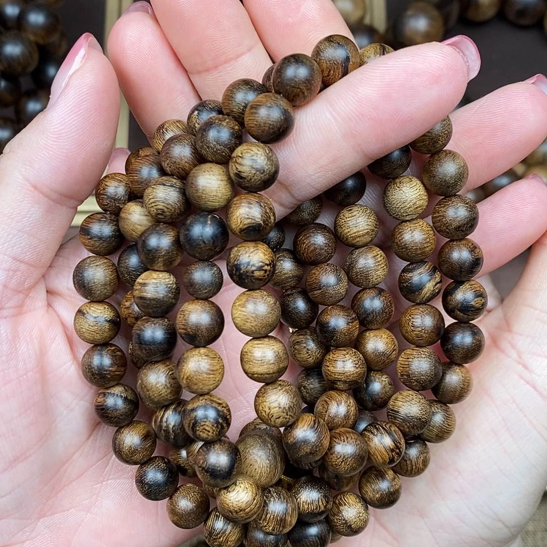 沉香手串越南芽庄白棋楠虎皮缨子瘤疤沉水