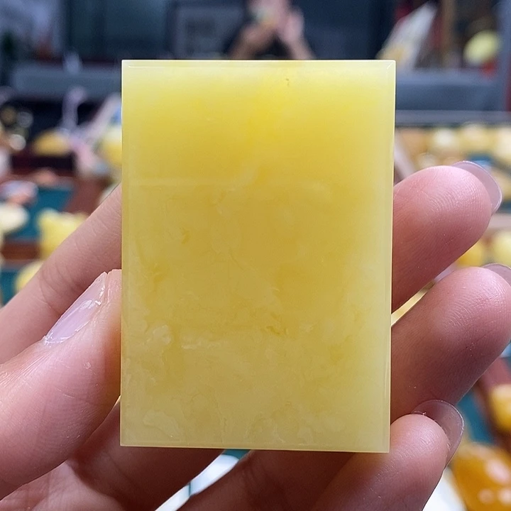琥珀未镶嵌珠宝奇石白花蜡切牌吊坠