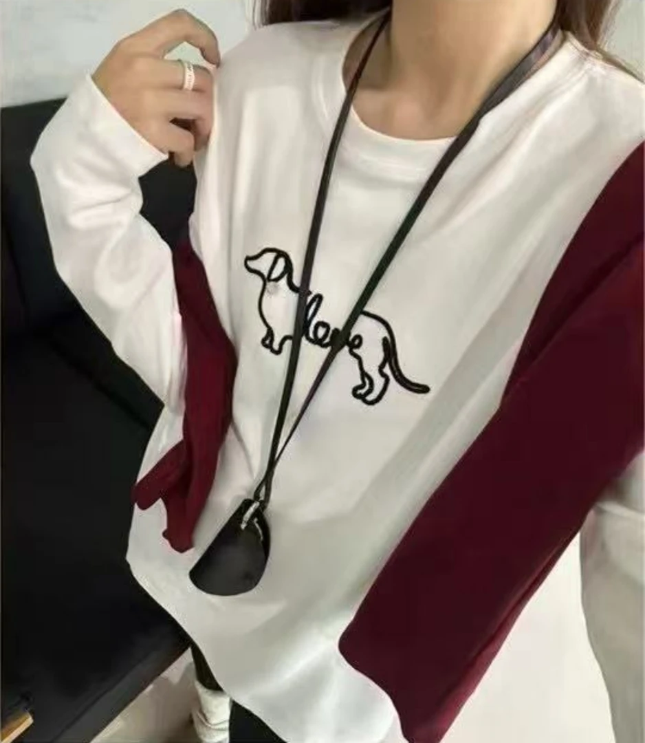 Manmi 小狗刺绣欧货长袖T恤 7516（C4）