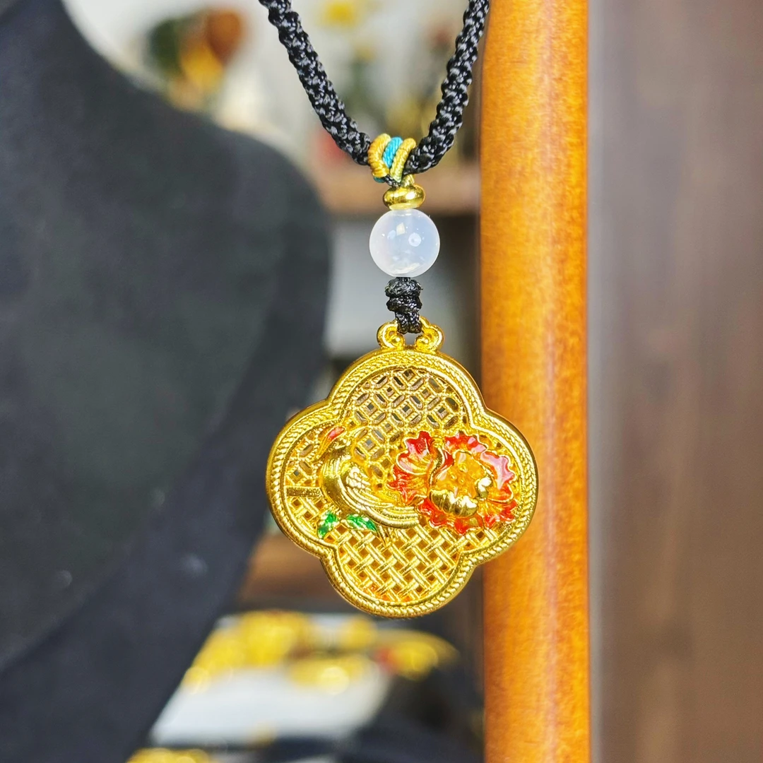 黄铜珐琅吊坠 中式复古喜上眉梢吊坠（选颜色请备注或联系客服）