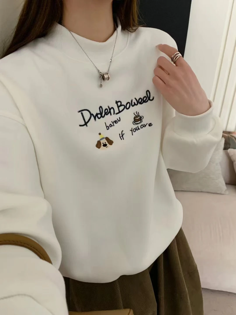 (001-099)加绒新款休闲宽松韩版长袖卫衣