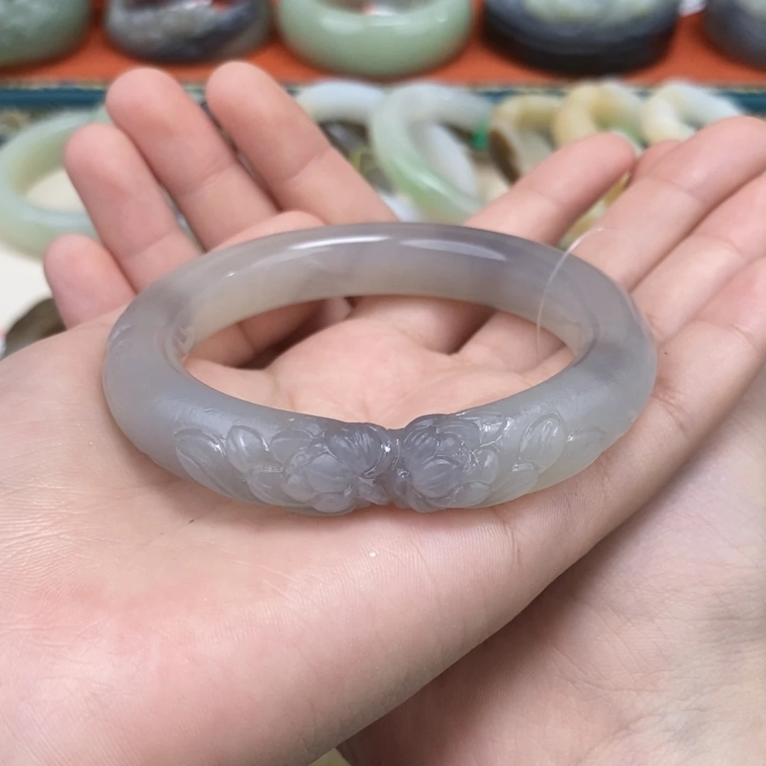 和田玉手镯未镶嵌手镯定制 57.3