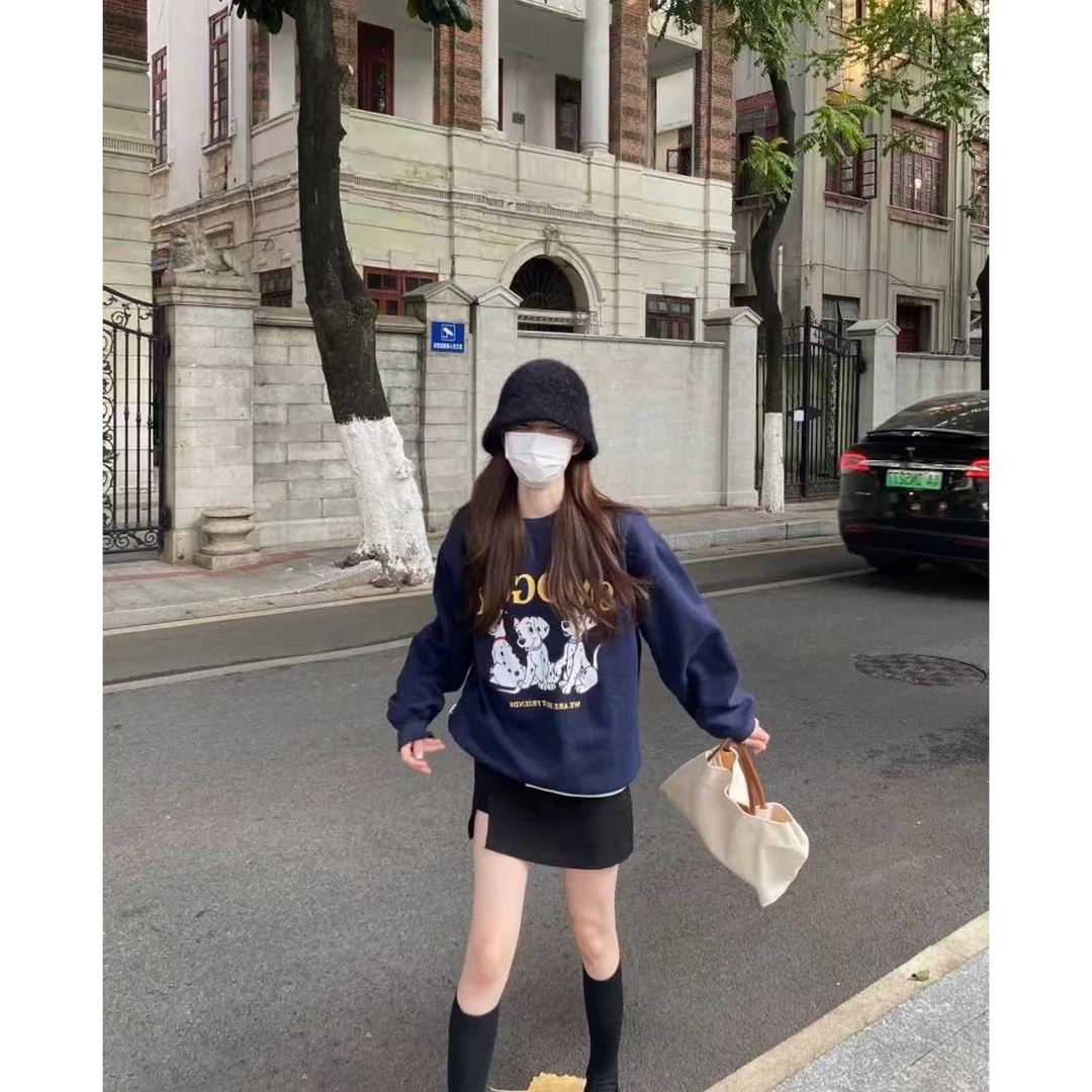 徐秋阳  斑点狗卫衣（加绒）  秋季新款休闲显瘦显白卫衣2786-16