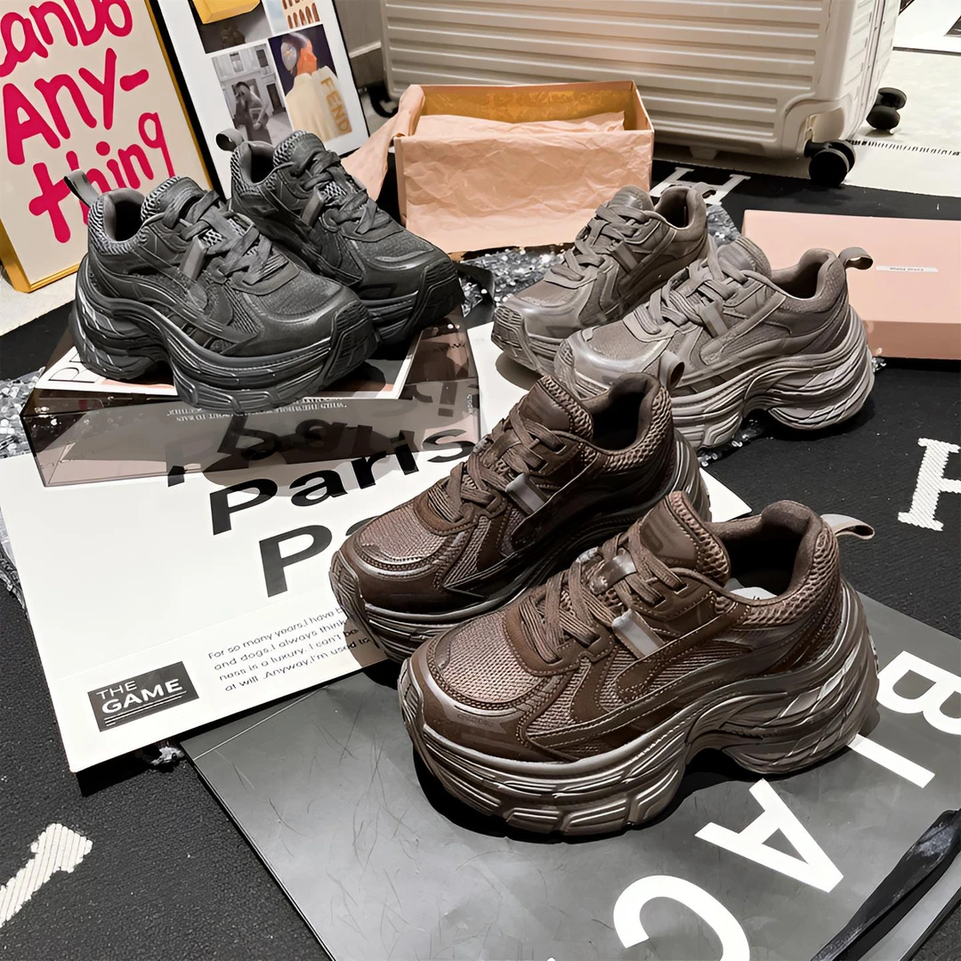 加棉老爹鞋秋冬新款厚底松糕小个子增高7cm运动鞋显脚小休闲女鞋