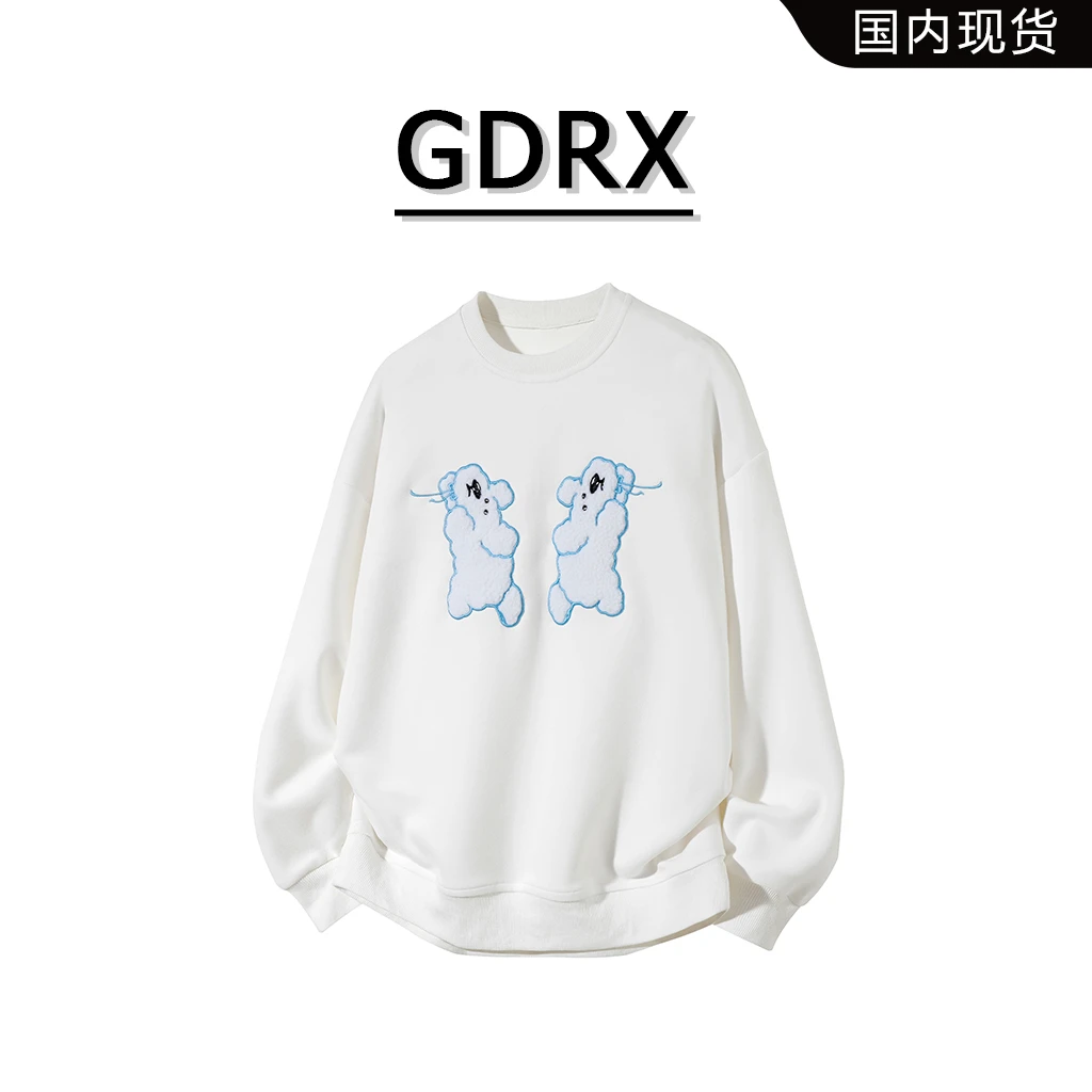 GDRX美式经典圆领长袖卫衣男款2025秋季休闲百搭宽松小狗印花上衣