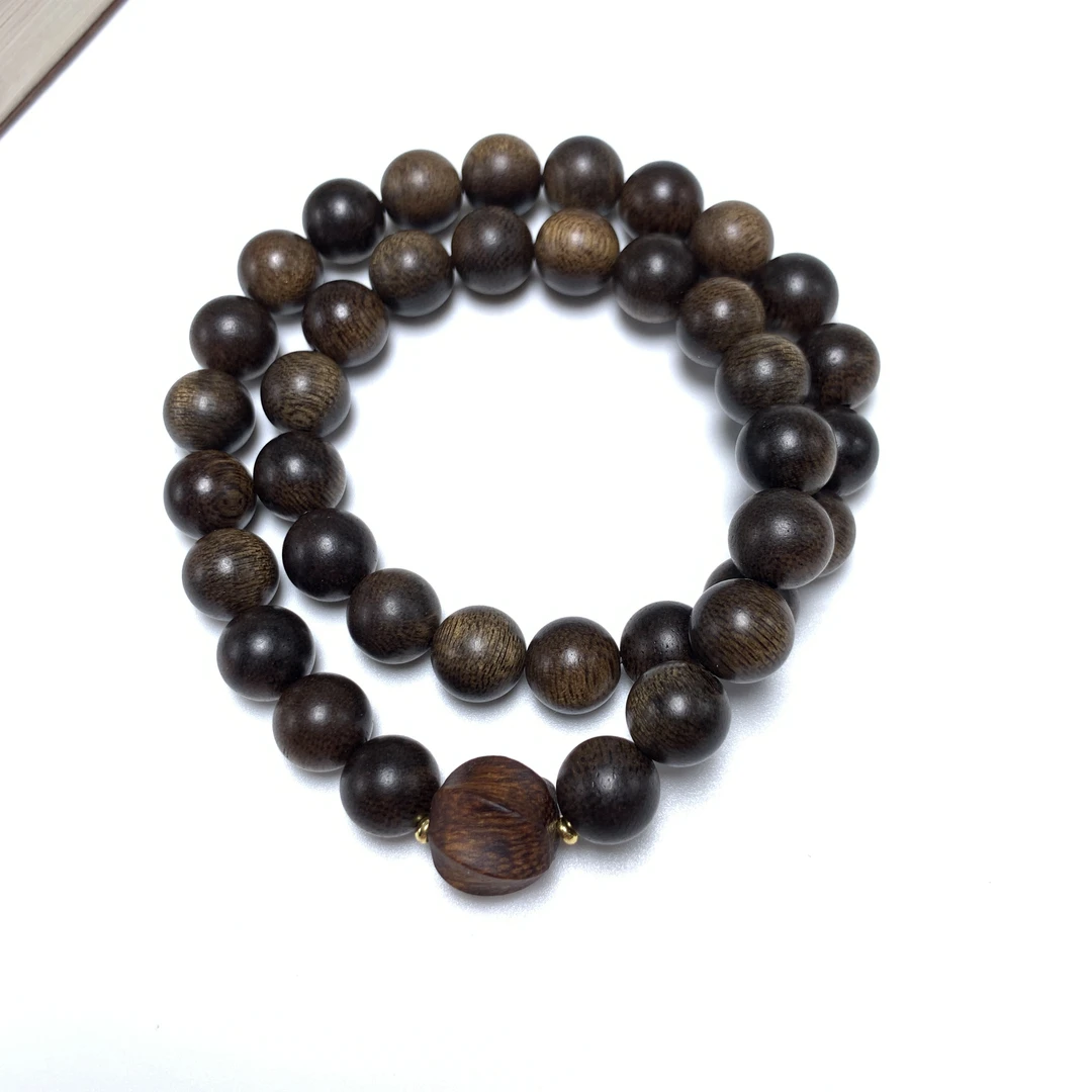 沉香木【天禧】顺 化 紫 奇 楠 古董老料1.0双圈男女百搭款