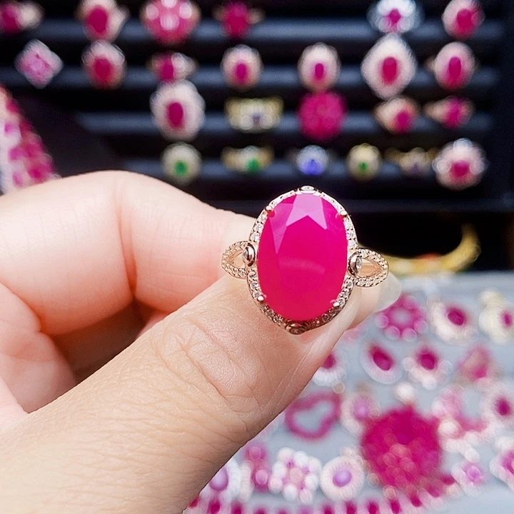 红宝石银S925镶嵌戒指