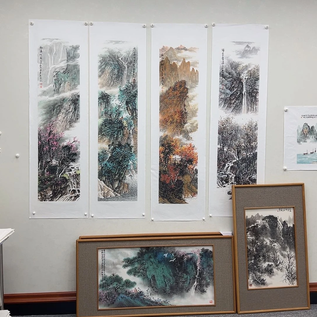 爱***品国画韦国春和黄桂明五福精品佳作