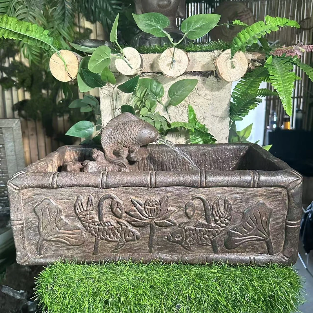 中国风仿青石禅意桌面花盆水仙盆怀旧做旧流水摆件花盆