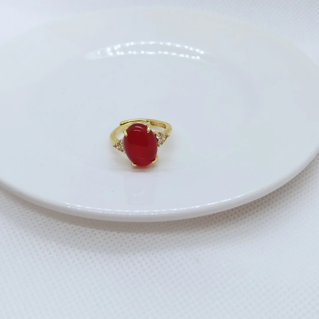 【甄选】天山血灵芝玉石戒指活口气质百搭83