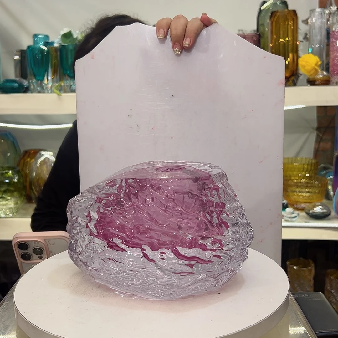 琉璃手工艺品琥*?幻彩琉璃花瓶花器纯手工制作高13