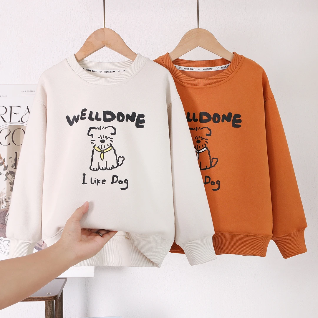 「上身巨好看」品牌高品质儿童卫衣秋季新款可爱狗印花圆领百搭上衣