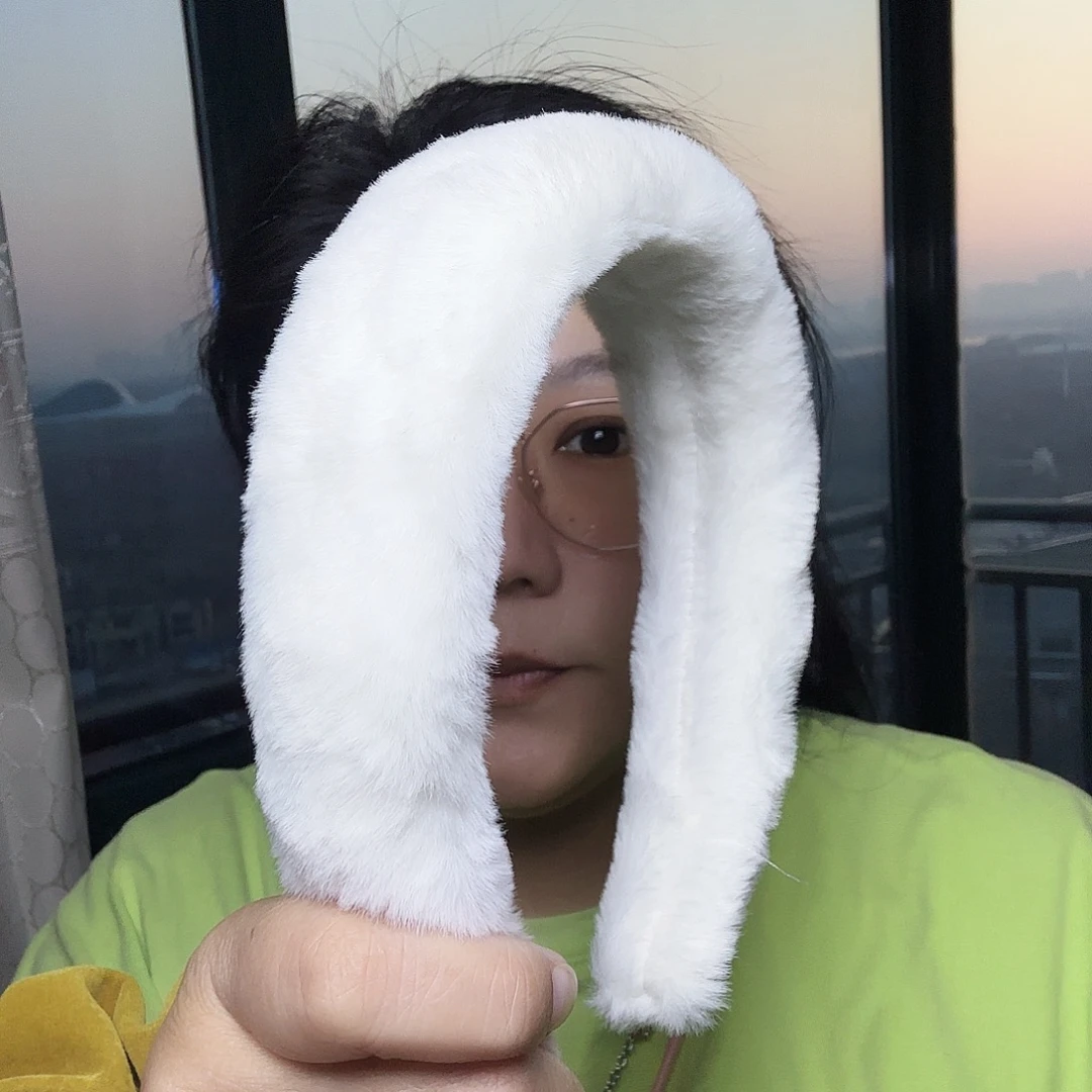 布艺非金属白色毛毛发箍