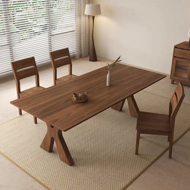 北美黑胡桃全实木餐桌椅组合简约新中式家用长方形小户型饭桌