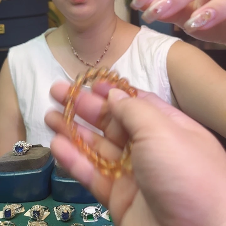 手链黄晶未镶嵌天然黄水晶手串